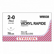 Шовный материал ВИКРИЛ РАПИД 2/0. 75 см.не окрашен Прайм обр .-реж. 36 мм. 3/8 Ethicon