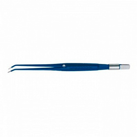 Пинцет биполярный изогнутый, тупой, наконечник 1 мм, длина 19 см