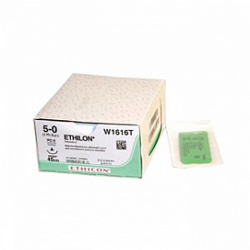 Шовный материал ЭТИЛОН 5/0. 45 см. синий Прайм обр.-реж. 16 мм. 3/8 Ethicon