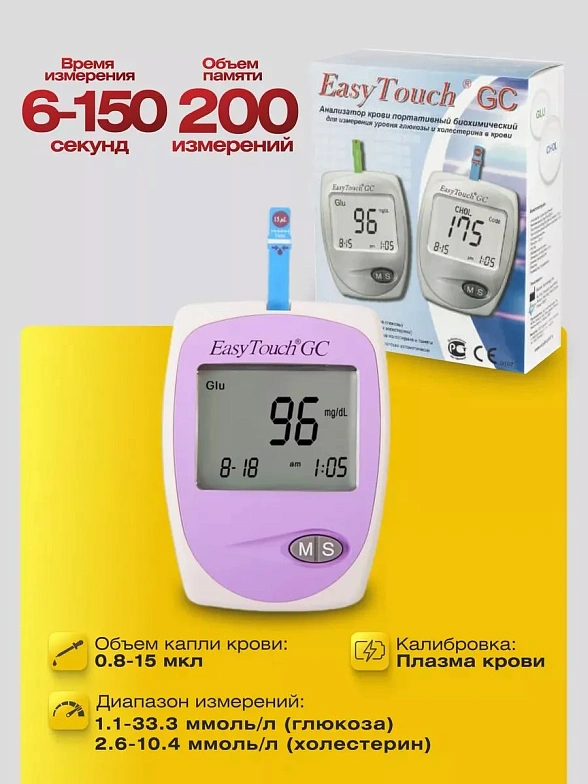 Прибор для измерения глюкозы и холестерина ИзиТач (Easy Touch GC)
