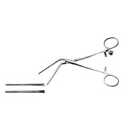 Зажим д/врем. пережат. сосуда с кремальерой изогнут./ребру п/угл 50, 155 мм