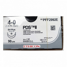 Шовный материал ПДС II 4/0. 90 см. фиолет. Кол. 26 мм х 2. 1/2 Ethicon