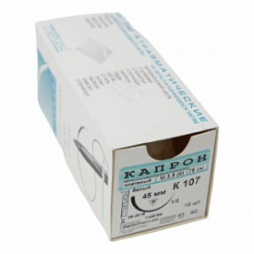 Шовный материал Капрон плетеный М 4 (1), колющая, 40 мм, 1/2 (75 см)