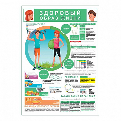 ЗОЖ гигиена спорт питание плакат глянцевый А1+/А2+ (глянцевая фотобумага от 200 г/кв.м, размер A1+)