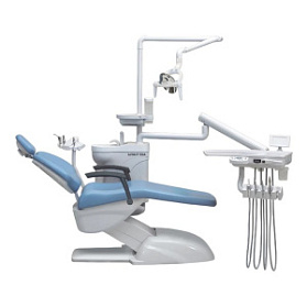 Azimut 100A - стоматологическая установка с верхней подачей инструментов и двумя стульями