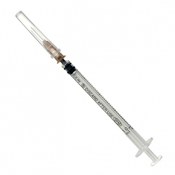 Шприц 1,0 мл. инсулиновый U-40 (3-х) SFM, одноразовый стерилизованный с надетой иглой 0,45 х 12 - 26G, 50 шт