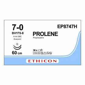 Шовный материал ПРОЛЕН 7/0, 60 см, синий Кол.EVERPOINT 9.3 мм х 2, 3/8 Ethicon