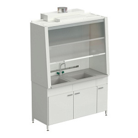 Шкаф вытяжной с двойной мойкой и ВЗБ светильником 1520х750х2160 мм