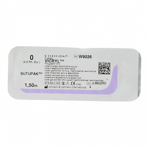 Шовный материал ВИКРИЛ 0 1.5 м. фиолетовый лигатура Ethicon