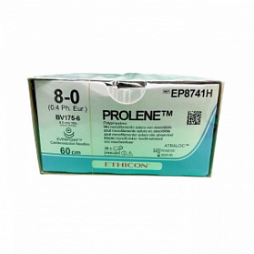 Шовный материал ПРОЛЕН 8/0, 60 см, синий Кол. 8 мм х 2, 3/8 Ethicon