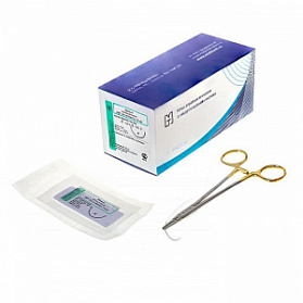 Материалы хирургические нерассасывающиеся шовные стерильные, ЛАВСАН (полиэфир) MР 3,5 (USP 0), 75см, плетеный неокрашенный нерассасывающийся, 20 шт/уп