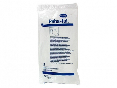 PEHA-FOL Защитные перчатки из полиэтилена, 100 шт, Германия (N 2 мужские)