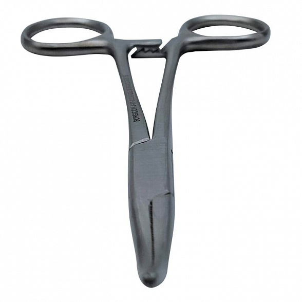 Зажим кровоостанавливающий Москит изогнутый по плоскости 152мм