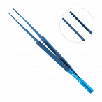 Пинцет микрохирургический атравматичный, прямой, с противовесом, общая длина 180 мм