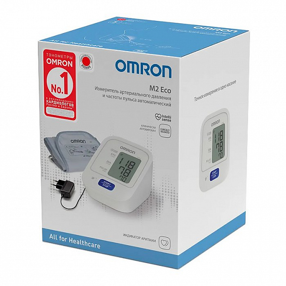 Измеритель артериального давления и частоты пульса автоматический OMRON M2 Eco (ARU) с адаптером