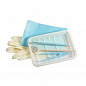 Набор стоматологический одноразовый стерильный "ЕваДент" тип 1  (зеркало стоматологическое, зонд стоматологический, пинцет, салфетка нагрудная, перчатки, лоток), 10 компл