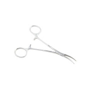 Зажим кровоостанавливающий Москит изогнутый по ребру для новорожденных 125мм