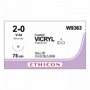 Шовный материал ВИКРИЛ 2/0. 75 см фиолетовый Кол.-реж. 36 мм. 1/2 Ethicon