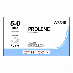 Шовный материал ПРОЛЕН 5/0, 75 см, синий Кол.Визи Блэк 13 мм х 2, 1/2 Ethicon
