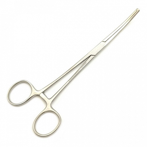 Зажим кровоостанавливающий 1х2 зубый зубчатый изогнутый N3 200 мм