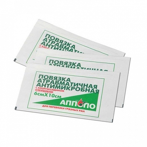 Повязка антимикробная с хлоргексидином 6 см х 10 см