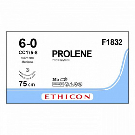 Шовный материал ПРОЛЕН 6/0, 75 см, синий CC 9.3 мм х 2, 3/8 Ethicon