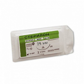 Шовный материал Стерилон М 4 (1), игла колющая, 30 мм, 1/2 (75 см)