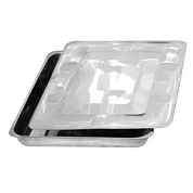 Лоток прямоугольный с крышкой ЛМПрК (Сталь: AISI 304) - "МЕДИКОН", 400х300х45