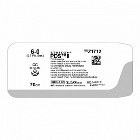 Шовный материал ПДС II 6/0. 70 см. фиолет. СС 9.3 мм х 2. 3/8 Ethicon