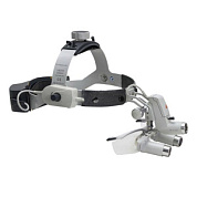 Налобный осветитель ML4 LED UNPLUGGED с лупой HRP 3,5х/420 мм и защитным щитком, Heine