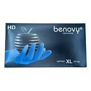 ! Перчатки нитриловые BENOVY Nitrile Chlorinated, голубые, размер XL, текстурированные полностью, 50 пар в упаковке