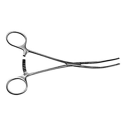 Зажим кишечный эластичный д/детей, изогнутый, 161 мм