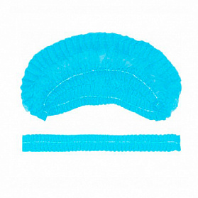 Шапочка-берет медицинская одноразовая, размер универсальный (12г/кв.м, Голубая)