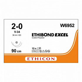 Шовный материал ЭТИБОНД Эксел 2/0. 90 см. зеленый Кол.-реж. 36 мм х 2. 1/2 Ethicon