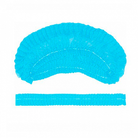 Шапочка-берет медицинская одноразовая, размер универсальный (12г/кв.м, Голубая)