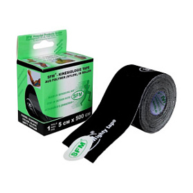 Лента кинезиологическая SFM-Plaster, на полимерной основе (нейлон), 5см Х 500см, черного цвета, в диспенсере