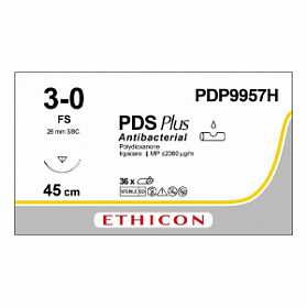 Шовный материал ПДС ПЛЮС 3/0. 45 см. неокрашенный Обр.-реж. 26 мм. 3/8 Ethicon