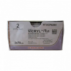 Шовный материал ВИКРИЛ ПЛЮС 2 2 х 70 см. фиолетовый лигатура Ethicon