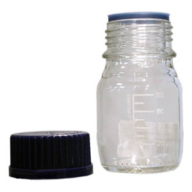 Банка для реактивов из светлого стекла с делениями и навинчивающейся п/п крышкой 100 мл