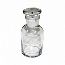 Склянка для реактивов на 60 мл из светлого стекла с узкой горловиной и притертой пробкой