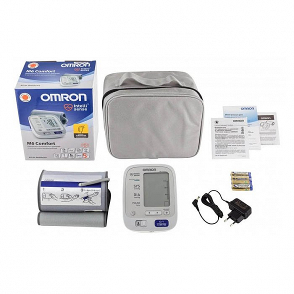 Автоматический тонометр OMRON M6 Comfort с адаптером и манжетой