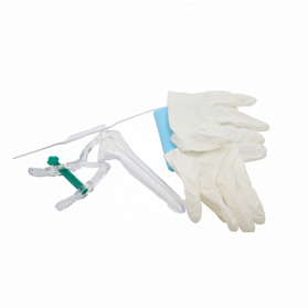 Набор гинекологический смотровой одноразовый стерильный «Ева» (Зеркало гинекологическое по Куско №3 с центральным поворотным фиксатором, цитощетка, салфетка Б-16, перчатки латексные М)