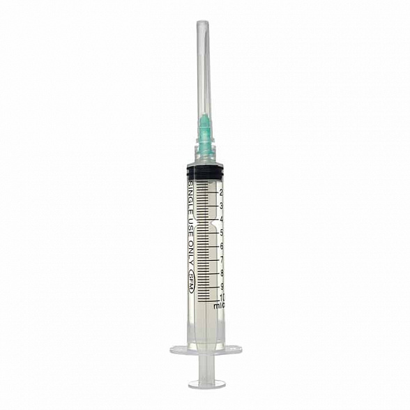 Шприц 10 мл (3-х) SFM, одноразовый стерильный с надетой иглой 0,80х40-21G (LUER LOCK) (блистер), 100 шт/уп