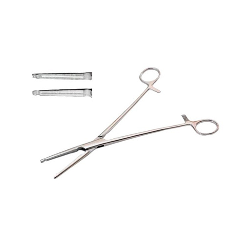 Зажим жесткий д/влагалищных операций, прямой, 220 мм