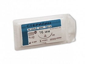 Шовный материал Стерилин мононить синий М 4 (1) 240 см петля, игла ромбовидная, 45 мм, 1/2