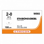 Шовный материал ЭТИБОНД Эксел 2/0. 100 см. зеленый Реж. 90 мм. 3/8 Ethicon