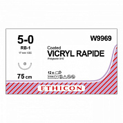 Шовный материал ВИКРИЛ РАПИД 5/0. 75 см не окрашен Кол. 17 мм. 1/2 Ethicon
