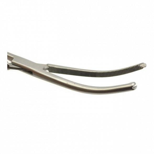 Зажим кровоостанавливающий 1х2 зубый зубчатый изогнутый N3 200 мм