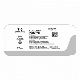 Шовный материал ПДС II 7/0. 70 см. фиолет. Кол. 9.3 мм х 2. 3/8 Ethicon
