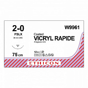 Шовный материал ВИКРИЛ РАПИД 2/0. 75 см.не окрашен Обр.-реж. 35 мм. 3/8 Ethicon